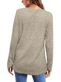 Female Knitwear Solid Ribbed Autumn Winter T-shirts