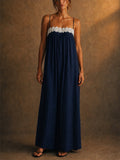 Womens Floral Lace Spaghetti Strap Summer Maxi Dress