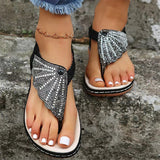 Women's Rhinestone Flat Bottom Cozy Beach Sandals