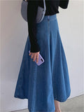Korean Style Plus Size Ladies Blue Denim Skirts