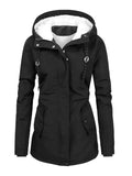 Women's Hooded Fleece Lined Warm Drawstring Winter Coats