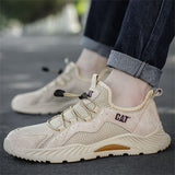 Male's Faux Leather Mesh Patchwork Outdoor Elastic Laces Sneakers