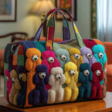 Colorful Poodle Pattern Canvas Weekender Duffle Bag