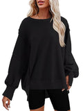 Women's Oversized Crew Neck Side Slit Street Sweatshirt