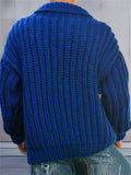 Male's Winter Blue Double Breasted Thick Needle Sweaters