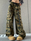 Women's American Style Camouflage Utility Denim Cargo Pants