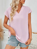 Women's Summer Solid Color V Neck BatWing Sleeve Shirts