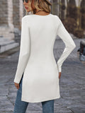 Women's Side Slit Crew Neck Elegant Shirt
