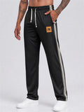 Mens Side Stripe Track Pants Drawstring Athletic Pants