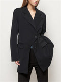 Women's Fashion Notched Collar Long Sleeve Blazer Coat