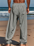 Causal Men's Linen Solid Color Drawstring Pants