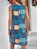 Ladies Boho Style U Neck Print Beach Dresses