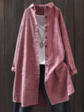Women's Simple Striped Lapel Long Sleeve Blouses