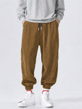 Mens Corduroy Elastic Waist Drawstring Jogger Pants
