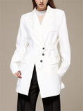 Women's Fashion Notched Collar Long Sleeve Blazer Coat