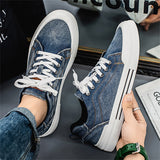 Men's Casual Trendy Lace Up Distressed Canvas Flats Shoes