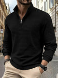 Men's Autumn Casual Long Sleeve Waffle Weave Zip Neck Top