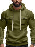 Men's Solid Color Casual Pullover Cargo Hoodies with Pockets