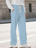 Men's Casual Solid Color Texture Jacquard Drawstring Trousers