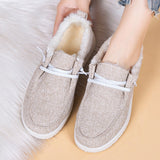 Plush Lined Low-top Canvas Loafers for Women