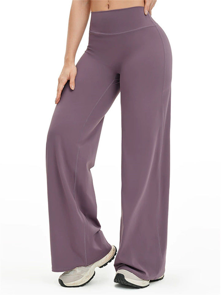 High-Waist Casual Loose Fit Workout Fitness Sports Flared Yoga Pants for Women