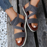 Women's Round Toe Thick Sole Cross Strap Buckle Sandals