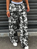 ‌Women's Low Waist Camouflage Print Wide Leg Casual Pants‌
