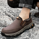 Men's Faux Leather Casual Slip-On Cozy Loafers Anti-Slip Flat Shoes