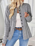 Women's Casual Single-breasted Solid Color Twisted Round Neck Sweaters