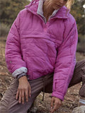 Women's Casual Solid Color Pockets Pullover Hooded Coats