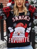 Women's Autumn Santa Claus Sequined Pattern Round Neck Sweaters