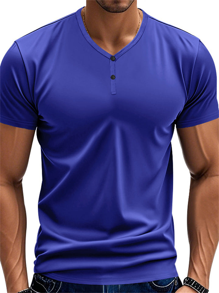 Men's Casual V-neck Quick-drying Short Sleeve Shirt