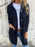 Women's Simple Solid Color Single Breasted Mid Length Cardigan Sweaters