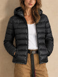 Women Hooded Puffer Jacket Zip Up Lightweight Outerwear