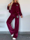 Women's Autumn Velvet Loose BatWing Sleeve Sweatsuit Two Piece Set