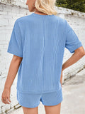 Women's 2pcs Casual Solid Color Short Sleeve Top & Drawstring Pants Set