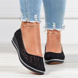 Breathable Mesh Lace Wedge Loafers for Women