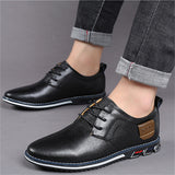 Men's Faux Leather Soft Solid Color Lace Up Flats Shoes