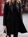 Women's Autumn Solid Color Mid-length Suit Collar Coat
