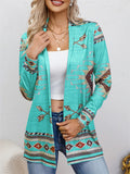Women's Ethnic Style Printed Lapel Long Sleeve Cardigan Shirts