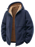 Men's Winter Fleece Lined Hoodie Warm Coats with Zipper Pockets