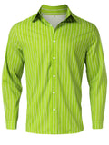 Men's Lapel Striped Button Up Long Sleeve Vacation Party Shirt