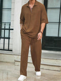 Men's Summer Relaxed Half Sleeve V-neck Casual Sets