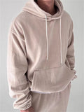 Men's Casual Vintage Corduroy Pullover Kangaroo Pocket Hoodie