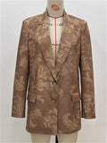 Women's Autumn Plants Printed Single Breasted Suit Collar Coats
