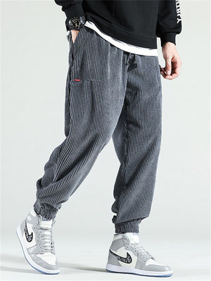 Men's Fashion Corduroy Drawstring Ankle-tied Trousers