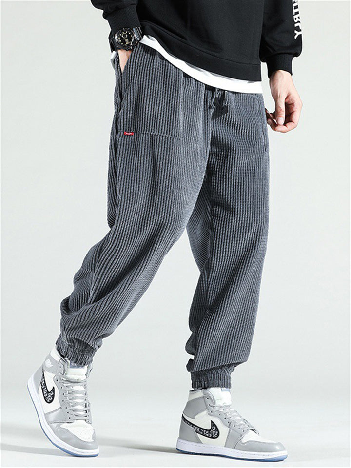 Men's Fashion Corduroy Drawstring Ankle-tied Pants
