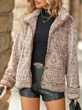 Women's Autumn Contrast Trim Single Breasted Lapel Fleece Coats