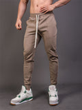 Autumn Solid Color Stretchy Elastic Waist Joggers for Men