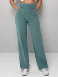 ‌Women's Casual High Waist Wide Leg Front Buttons Pants‌